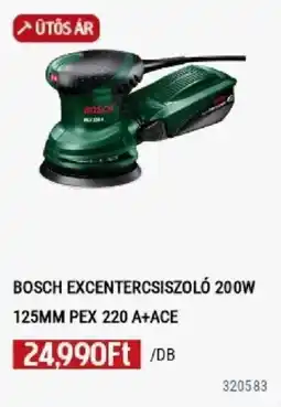 Praktiker Bosch excentercsiszoló 200w 125mm pex 220 a+ace ajánlat