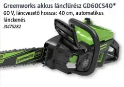 Bauhaus Greenworks akkus láncfűrész GD60CS40 ajánlat
