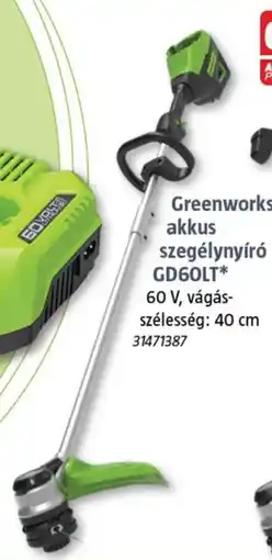 Bauhaus Greenworks akkus szegélynyíró ajánlat