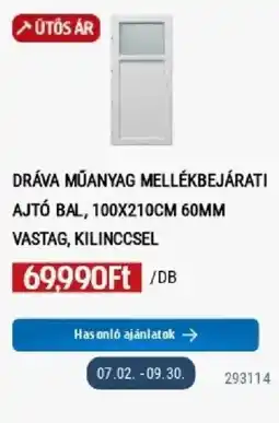 Praktiker Dráva műanyag mellékbejárat ajtó ajánlat