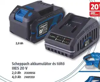 Scheppach akkumulátor és töltő IXES 20 V