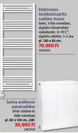 Bauhaus Hunor elektromos törölközőszárító radiátor ajánlat