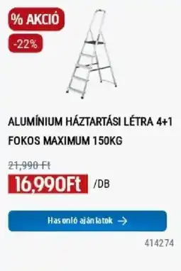 Praktiker Alumínium háztartási létra 4+1 fokos maximum 150kg ajánlat