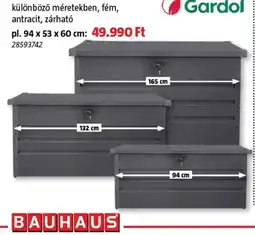 Bauhaus Gardol fémből készült zárható tároló ajánlat