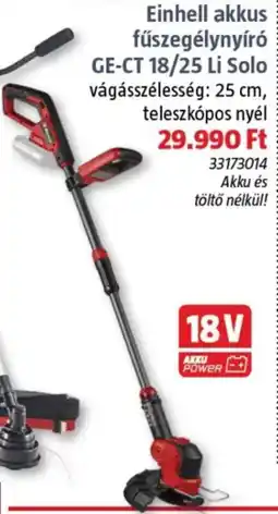 Bauhaus Einhell akkus fűszegélynyíró GE-CT 18/25 Li Solo ajánlat