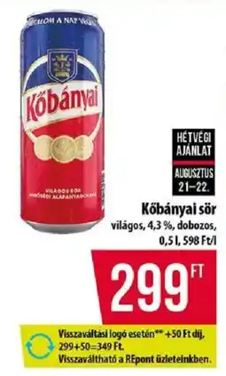 Coop Kőbányai sör ajánlat