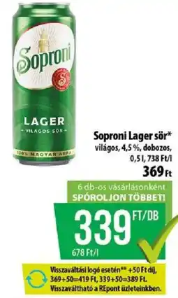 Coop Soproni lager sör ajánlat