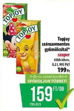 Coop Topjoy szénsavmentes gyümölcslé ajánlat