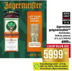 Coop Jägermeister gyógynövénylikőr ajánlat