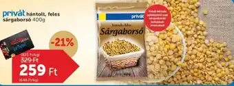 Privát hántolt, feles sárgaborsó