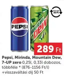 PRIVÁT Pepsi, Mirinda, Mountain Dew, 7-UP zero ajánlat