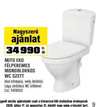Mito eko félperemes monoblokkos wc szett