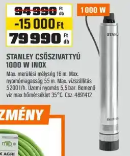 OBI stanley csőszivattyú 1000 w inox ajánlat