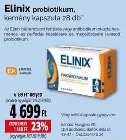 Pingvin Patika Elinix probiotikum ajánlat