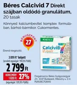 Pingvin Patika Béres calcivid 7 direkt ajánlat