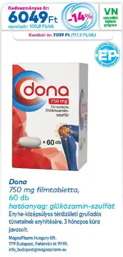 Gyöngy Patikák Dona 750 mg filmtabletta ajánlat