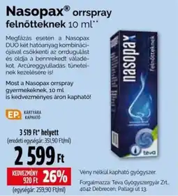 Pingvin Patika Nasopax orrspray ajánlat