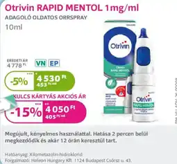 Kulcs Patika Otrivin rapid mentol ajánlat