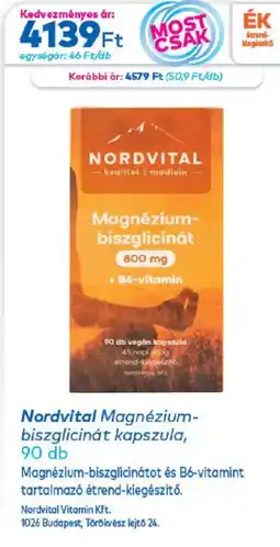 Gyöngy Patikák Nordvital magnézium-biszglicinát kapszula ajánlat