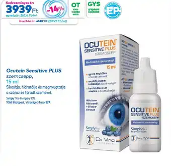 Ocutein sensitive plus szemcsepp