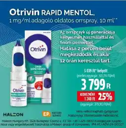 Pingvin Patika Otrivin rapid mentol ajánlat