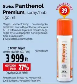 Pingvin Patika Swiss Panthenol Premium ajánlat