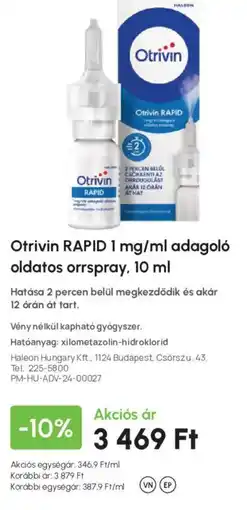 Alma Gyógyszertárak Otrivin rapid ajánlat