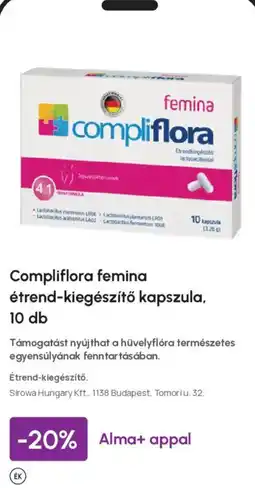 Alma Gyógyszertárak Compliflora femina étrend-kiegészítő kapszula ajánlat