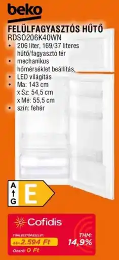 Expert beko felülfagyasztós hűtő ajánlat
