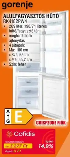 Expert gorenje alulfagyasztos hutő rk4182pw4 ajánlat