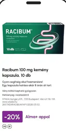 Alma Gyógyszertárak Racibum 100 mg kemény kapszula ajánlat