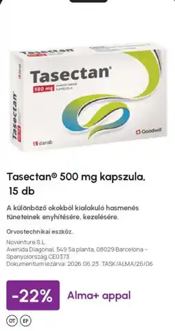Alma Gyógyszertárak Tasectan 500 mg kapszula ajánlat