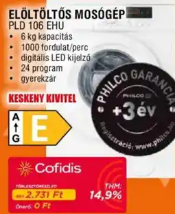 Expert Philco elöltöltős mosógép ajánlat