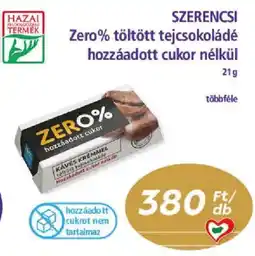 PlusMarket Szerencsi zero% töltött tejcsokoládé ajánlat