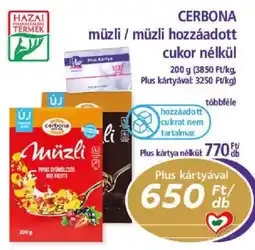 PlusMarket Cerbona műzli ajánlat