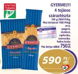 PlusMarket Gyermelyi száraztészta ajánlat