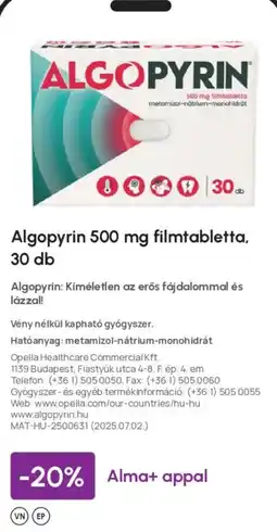 Alma Gyógyszertárak Algopyrin ajánlat