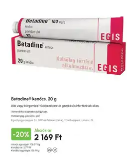 Alma Gyógyszertárak Betadine kenőcs ajánlat