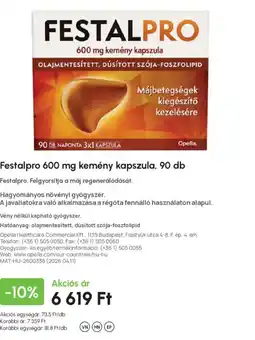 Alma Gyógyszertárak Festalpro 600 mg kemény kapszula ajánlat