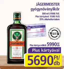 PlusMarket Jägermeister gyógynövénylikőr ajánlat