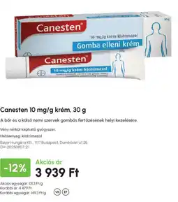 Alma Gyógyszertárak Canesten krém ajánlat