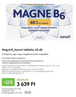 Alma Gyógyszertárak Magne B6 bevont tabletta ajánlat