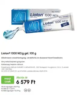 Alma Gyógyszertárak Lioton 1000 ne/g gel ajánlat