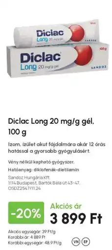 Alma Gyógyszertárak Diclac Long ajánlat