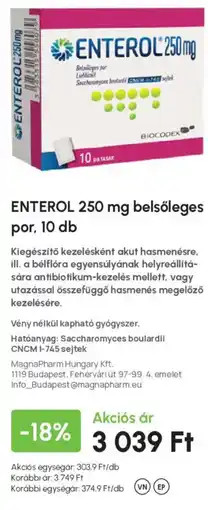 Alma Gyógyszertárak enterol 250 mg belsőleges por ajánlat
