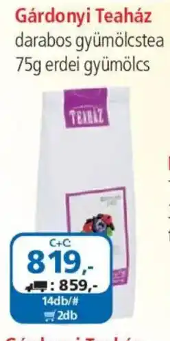 ÁRKLUB Gárdonyi Teaház gyümölcs tea ajánlat