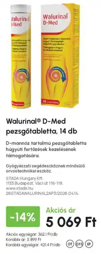 Alma Gyógyszertárak Walurinal d-med pezs götabletta ajánlat