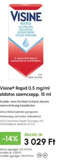 Alma Gyógyszertárak Visine rapid oldatos szemcsepp ajánlat