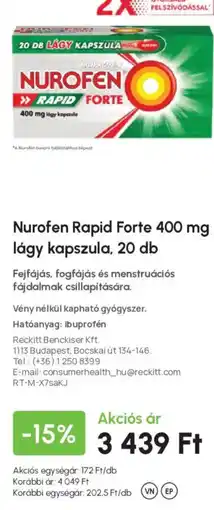 Alma Gyógyszertárak Nurofen rapid forte ajánlat