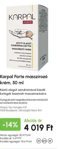 Alma Gyógyszertárak Karpal forte masszirozó krém ajánlat